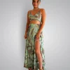 floral maxi skirt top set green s m l 1.600k