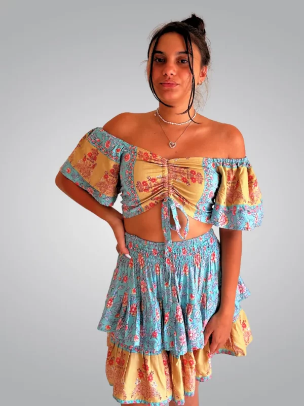 french girlie skirt top set flower print 750k