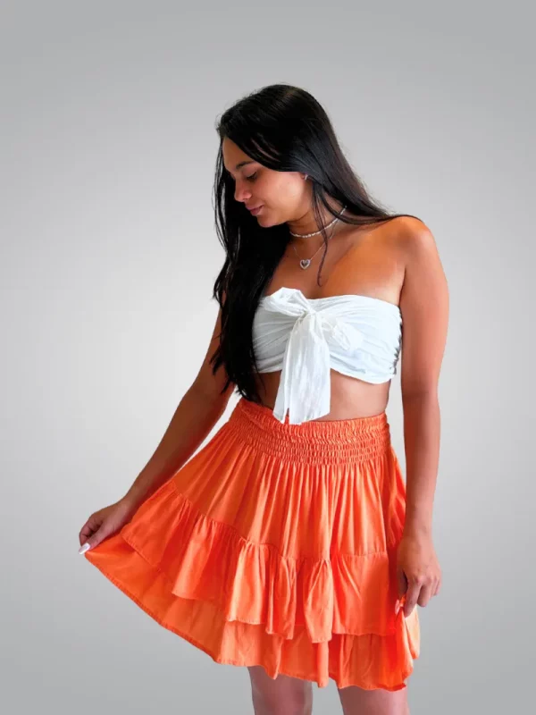 la brisa bandeau top white one size 395k rara skirt peach one size 495k