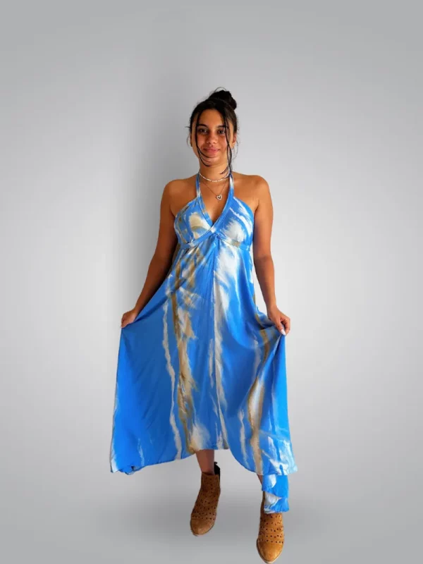 lola backless maxi dress tie dye blue s m l 1.100 mil